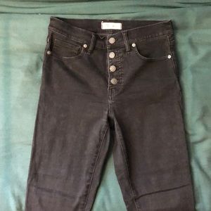 madewell 9” high rise skinny black jean sz 28